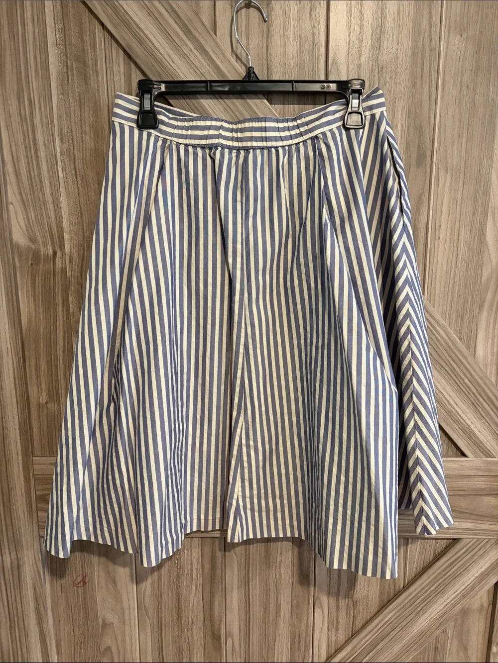 Zara Blue and White Striped Button-Front Circle Skirt